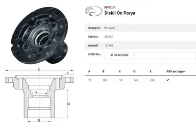 ITHAL KP.02.21 Dingil Poryası Ön Teker Dısklı   Man 12/163 KP.02.21