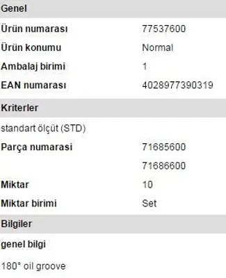 GLYCO FH0845STD Ana Yatak Std (10 Adet) 1,6 / 1,8 / 2,0 Agn Agu Akl Aft Alt Amk Anb Apt Apu Apx Apy Aqa Arg Arm Arz 