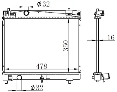 ORIS BTO422016 Motor Su Radyatoru Toyota Yarıs 1.0 1.3 2006-> (Manuel Vıtes) (350x488x16) 1153173 164000Q040 164000Q060 1640023160 1640023161 1640023170 16400Q040 64671A 8MK376790061 DRM50003