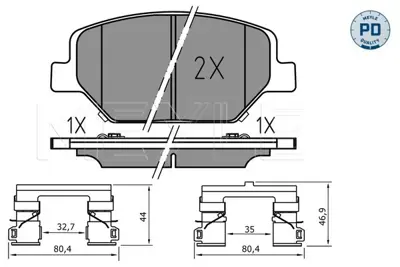 MEYLE 025 221 3819/PD Fren Balatası Opel Insıgnıa B  17 Jant  Ön GM 84120877