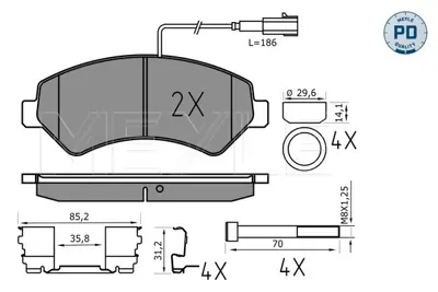 MEYLE 025 244 6619-2/PD Fren Balatası Fıat/Psa  Ducato-Jumper-Boxer Fişli GM 24466