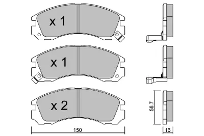 AISIN BPMI-1902 Fren Balatası Lancer Outlander Pajero 94>03> Ön GM 101690029, GM 105191217, GM 13329562, GM 13411116, GM 14200220, GM 14201320, GM 14207320, GM 14209520, GM 1605100, GM 1605175