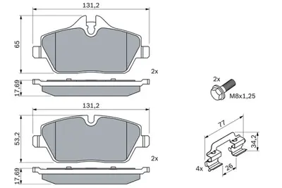 BOSCH 0986494588 Fren Balatası Ön GM 1205697, GM 1207518, GM 1223682, GM 12765397, GM 12800120, GM 12802167, GM 12803551, GM 1321517, GM 13322091, GM 1343513