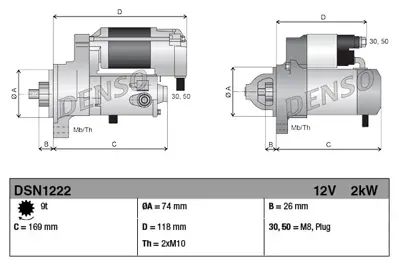 DENSO DSN1222 Mars Dınamosu GM 281000S010, GM 281000S031, GM 2810022040, GM 2810038020, GM 2810038021, GM 2810038030, GM 2810038031, GM 2810038060, GM 281500S020, GM 2815022100