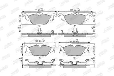 JURID 571968J Fren Balatası Opel Astra G  Ön GM 93171035, GM 93188726