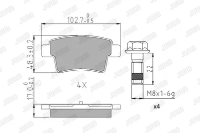 JURID 573194J Fren Balatası Cıtroen C4 Pıcasso 06>  Arka GM 425371