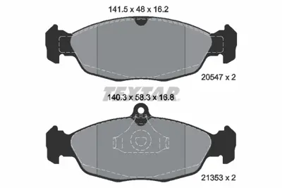 TEXTAR 2054701 Fren Balatası Opel Astra F/Corsa B/Vectra A  Ön GM 11046148, GM 11046148XX2, GM 11046948, GM 11046948322, GM 11046948372, GM 1605087, GM 1605455, GM 1605463, GM 1605482, GM 1605496