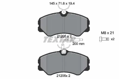 TEXTAR 2120501 Fren Balata Ducato J5 92>90> Ön GM 1506560, GM 1609252980, GM 1611841180, GM 1618860480, GM 1618864480, GM 169003, GM 169014, GM 172082, GM 4106000Q0A, GM 4106000QAF