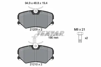 TEXTAR 2120909 Fren Balatası Peugeot 405  87>  Fişli Ön GM 425055