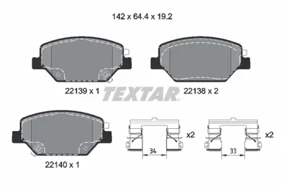 TEXTAR 2213901 Fren Balatası Opel Insıgnıa B  17 Jant  Ön GM 84120877