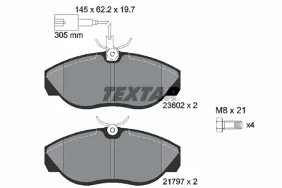 TEXTAR 2360201 Fren Balatası Boxer/Ducato/Jumper 94>  Fişli Ön GM 77362235