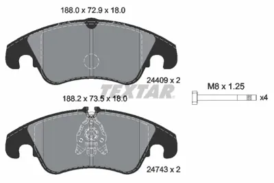 TEXTAR 2440901 Fren Balatası Ford Focus GM 9M512K021BB