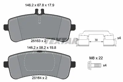 TEXTAR 2516301 Fren Balatası 222/205 Arka S63/C63 GM A0004203700