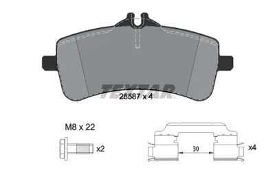 TEXTAR 2558701 Fren Balatası 222/223 Arka  4 Matıc GM A0004203800
