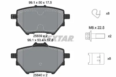 TEXTAR 2583901 Fren Balatası Opel Grandland X/Combo E (268mm)arka GM 1612911480, GM 1636413980, GM 1678167980, GM 95525378, GM SU001B3838