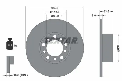 TEXTAR 92009500 Fren Diski  123 Ön GM A1234210012