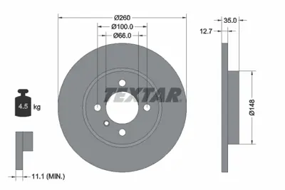 TEXTAR 92026400 Fren Diski E-30 Ön Tek GM 34111154747