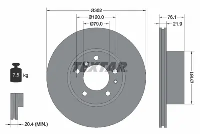 TEXTAR 92042203 Fren Diski E-34 Ön Havalı Tek GM 34111160936