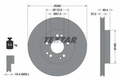 TEXTAR 92057300 Fren Diski  124 Ön Havalı 280/300/320 GM A1244211512