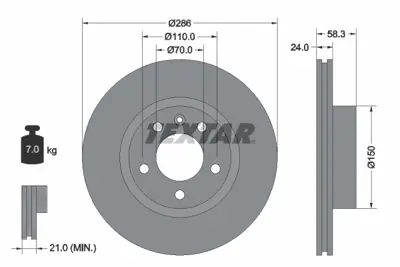 TEXTAR 92066903 Fren Diski Opel Omega B  2.0  Ön GM 93182295