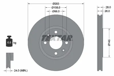 TEXTAR 92078703 Fren Diski Peug.406/Cıtr.Xantıa 97> 283mm  Ön GM 4246R7