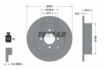 TEXTAR 92080703 Fren Diski  Peugeot 406 97>  290mm  Arka GM 4246T6