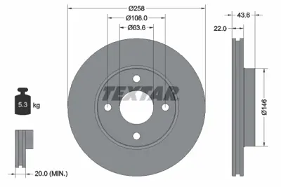 TEXTAR 92096203 Fren Diski Pro GM 98AX1125BF, GM DD633325XA