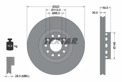 TEXTAR 92098305 Fren Diski Vw A8  99-03  2.5  3.7 Ön  323x30 GM 4D0615301J