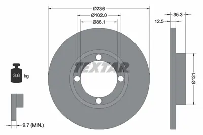 TEXTAR 92100303 Fren Diski Chevrolet Spark 05>   236 Mm  Ön GM 96455424