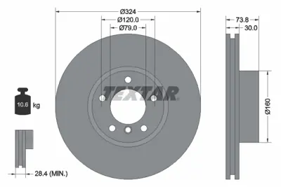 TEXTAR 92107105 Fren Diski E-39 Ön 530/535 Tek GM 34111165859