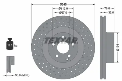 TEXTAR 92108800 Fren Diski  220 Ön    S500/600 GM A2204211112