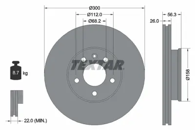 TEXTAR 92109803 Fren Diski Vw Sharan Ön 02-09  300x26 GM 7M3615301A