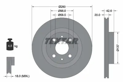 TEXTAR 92112100 Fren Diski GM 2112350107001