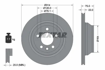 TEXTAR 92121903 Fren Diski Vw Touareg/ Q7 Arka  314x22 GM 7L6615601G