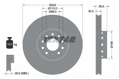 TEXTAR 92122103 Fren Diski Vw Phaeton  02-07  3.2-4.2  Ön  323x30 GM 4D0615301A