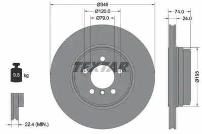 TEXTAR 92155005 Fren Diski E-65/66 Arka Tek GM 34216765889