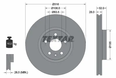 TEXTAR 92162305 Fren Diski Freelander Iı 3.2 06- Ön Tek Pro GM LR000470