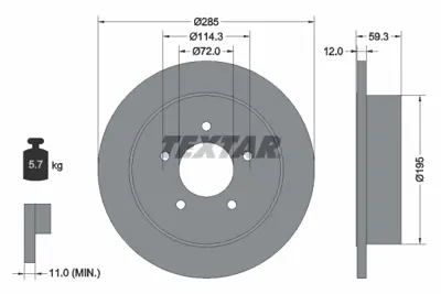 TEXTAR 92194003 Fren Diski Jeep Cherokee 2.8 Kj Arka GM 52128411AB