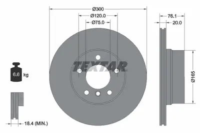 TEXTAR 92199503 Fren Diski E-82/88 Arka Tek GM 34216855005