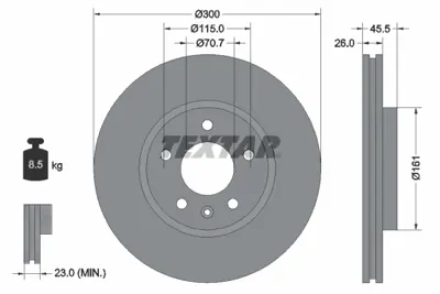 TEXTAR 92205605 Fren Diski Opel Astra J/Cruze/Insıgnıa B 1.6/2.0d 300mm Ön GM 23118275, GM 95527031