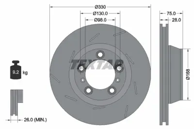 TEXTAR 92220607 Fren Diski Porsche Panamera Arka Sol GM 97035240300