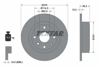 TEXTAR 92225103 Fren Diski Chevrolet Epıca  07>  276 Mm  Arka  GM 96328254