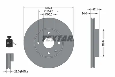 TEXTAR 92227303 Fren Diski Chevrolet Epıca 07>  Ön  GM 96329364