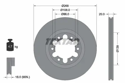 TEXTAR 92235900 Fren Diski Ön E2200 91-03 268mm Ön GM SA3933251