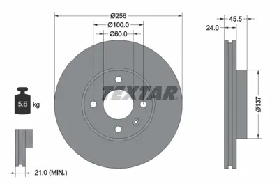 TEXTAR 92241400 Fren Diski Chevrolet Aveo T300  (14 Jant)  Ön GM 13502001