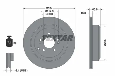 TEXTAR 92242603 Fren Diski Hyundaı İx55 3.0/3.8 4x4 08-12 Arka GM 584113J500