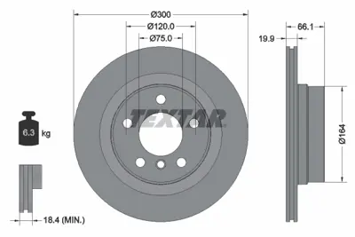 TEXTAR 92257203 Fren Diski F-20/30 Arka Tek GM 34216792227