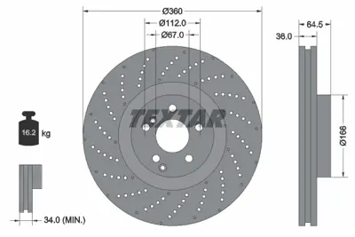 TEXTAR 92260305 Fren Diski  204/205 Ön Amg C 63 GM A0004212012