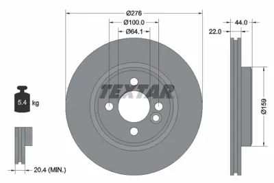 TEXTAR 92262403 Fren Diski Mını R-50/52/53 Ön Tek GM 34111502891