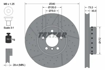 TEXTAR 92265025 Fren Diski F-20/30 Ön Delikli GM 34116797602